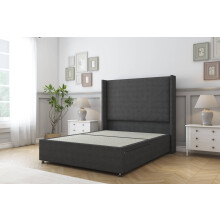 (4' Small Double, Graphite) Sloomy Devonshire Dumfries Divan Bed Base No Drawers With 54" Wingback Headboard