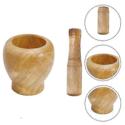 1 Set Knoblauchmörser aus Holz 2