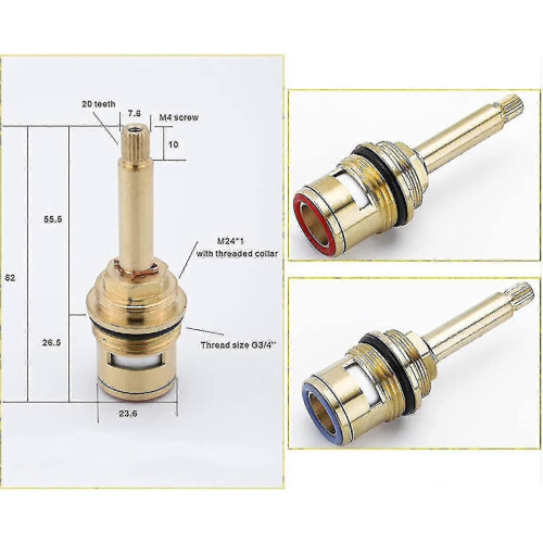 2pcs Brass Ceramic Faucet Valves Replacement Cartridges(red+blue) 2