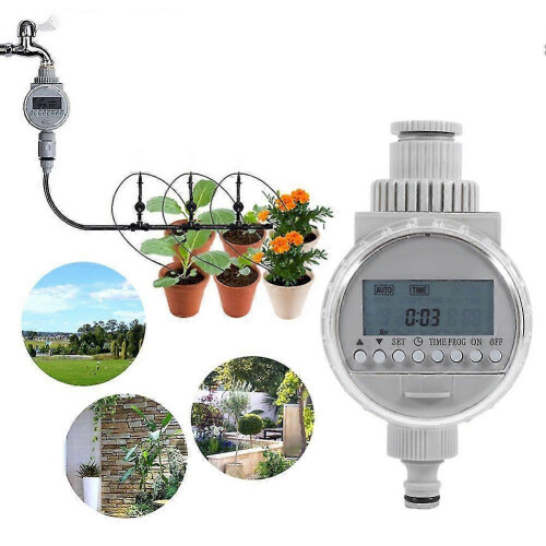 Smart Watering Controller Solar Powered Automatic Watering Timer with Digital Display for Garden Lawn Greenhouse Macaron 2