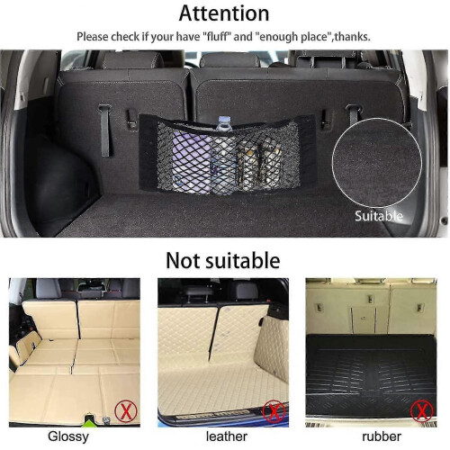 Black Magic Adhesive Cargo Net Elastic String Pouch, Car Back Rear Trunk Seat Mesh Net 2 Pcak-60x25cm/bl 2
