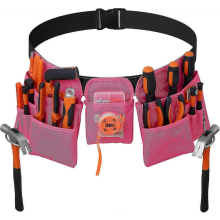 Cintura portautensili a 19 tasche, cintura pratica e regolabile per il fai da te, borsa portautensili per uomo, rosa