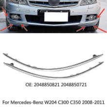 Coppia di modanature cromate per paraurti anteriore compatibili con Mercedes-Benz W204 C300 C350 2008 2009 2010 2011 2048850821 2048850721 M