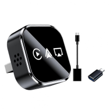 (Nero)Adattatore Carplay wireless 3 in 1 Airplay Carplay Android Auto Smart AI Box Dongle USB Plug Play Carplay cablato a wireless A