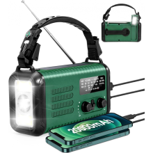 Radio solare di emergenza da 20000 mAh con manovella, radio meteo NOAA e caricatore USB - Power bank portatile, torcia a LED, allarme SOS SZR