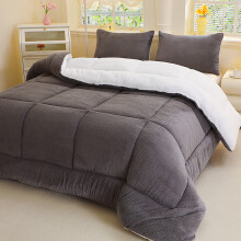 (Grey, single(135cm*200cm)) 1pc Heavyweight Winter Comforter - Thickened Soft Plush Quilt/Duvet, Milk Plush Texture, Machine