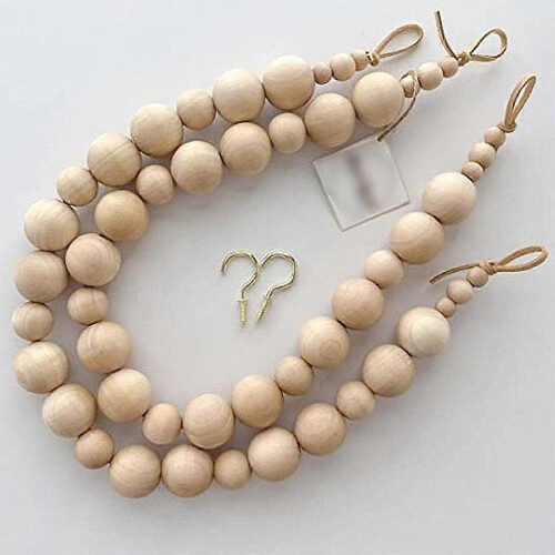2X 2pcs Decorative Wood Bead Curtain Tiebacks Drapery Holder Window Draperies 2