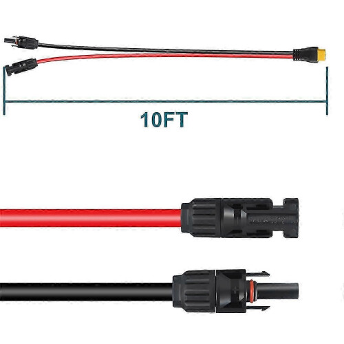 XT60 Solar Panel Connector with 10FT Extension Cable and 12AWG Charging Cable 2