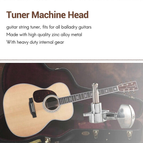 6 Pieces Silver Acoustic Guitar Machine Heads Knobs Guitar String Tuning Peg Tuner(3 for Left + 3 fo 2