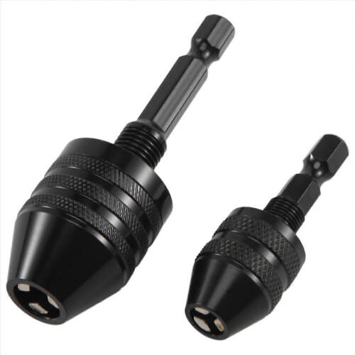 2Pcs Hex Shank Keyless Drill Chuck, Screwdriver Converter Drill Adapter Quick Change Drill Bits Tool 2
