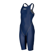 (26) Arena Girls Swimming Suit Navy Powerskin ST 2.0 Next Open Back Kneeskin Swimsuit
