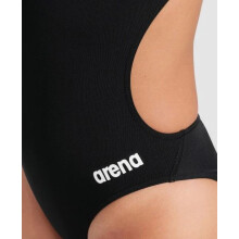 (38) Arena Women Team Swimsuit Solid Challenge Back Quick Drying Swimwear Black