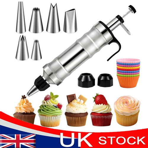 Dessert Cake Decorating Syringe Set 6 Icing Piping Kit Stainless Steels Tools
