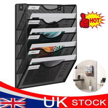 Wall Mounted Magazine Holder Literature Display 5 Tier A4 Paper Storage Black UK