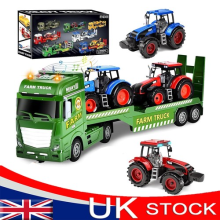 Large Farm Trailer Toy Set w/ Light Sound Flatbed Tow Truck Toy Kid Interactive