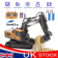 Remote Control Excavator Toy Children's RC Toy with Metal Shovel Lights &Sound