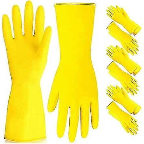 6 Pairs Heavy Duty Rubber Lined Herd Yellow Large Kitchen Tableware Set 1