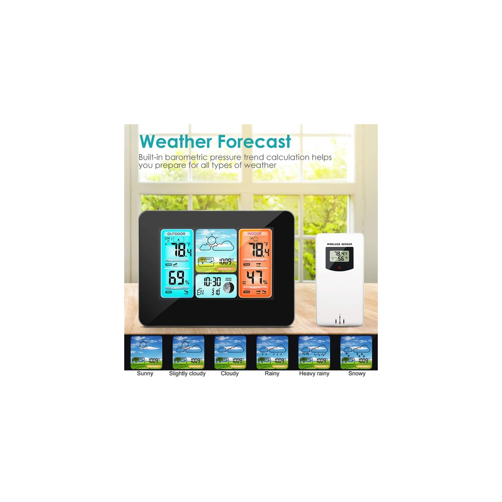 Digital Lcd Indoor & Outdoor Weather Station Clock Calendar Thermometer Wireless 46938947