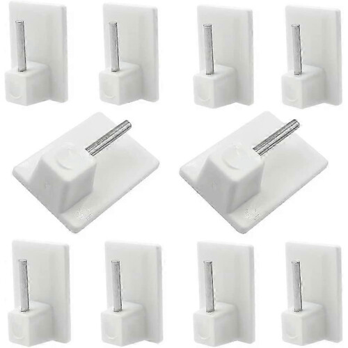 10 Pack Self Adhesive Hooks - Plastic Sticky Window Hooks for Net Curtain Rods & Blinds 1