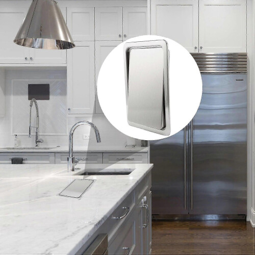 Built-in Flush Mount Kitchen Counter Top Trash Bin with Flap Lid Cover 2