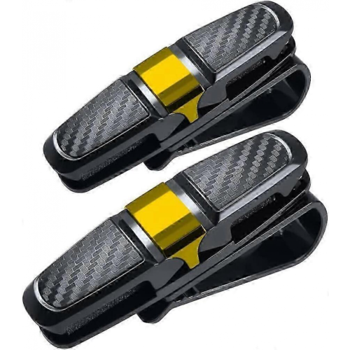 Car Visor Sunglass Frames with Ticket Holder, Black + Gold-JJ 1