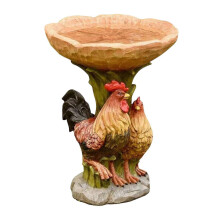 Garden Bird Bath Bowl Resin Feeder Lawn Feeding Station Statue Figurine Chicken