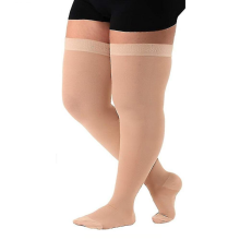 (Bege-5XL) Meias de Compressão Médica Tamanho Extra Grande 5XL 34-46mmHg para Varizes Femininas com Ponteira Fechada Graduada