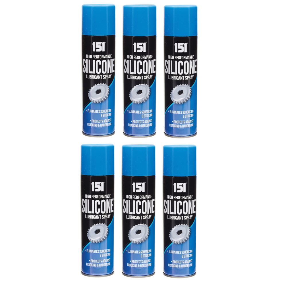 151 Products 6 Silicone Lubricant Spray Grease Oil Clear Eliminates Squeaking Sticking 200Ml 5000536988815