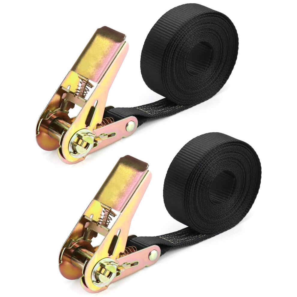 Qwork 2 Piece Ratchet Tie Down Straps Heavy Duty Tensioning Straps 6M X 25 4363080019079