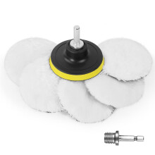 URAQT Car Polishing Pads for Drill, 8 Pack Professional Wool Polishing Pads, Car Buffer Polisher Kit with M10 Drill Adapter and Hex Shank Bit Adapter