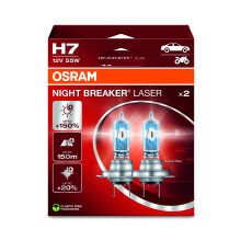 OSRAM NIGHT BREAKER LASER H7, +150% more brightness, halogen headlight lamp, 64210NL-2HB, 12V, Hanging folding box (2 lamps)