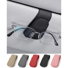 JEJA Sunglasses Holder for Car Sun Visor, Leather Eyeglass Holder, Eyeglasses Hanger Ticket Card Clip, Car Glasses Holder Car Visor Accessorie, Black