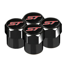 Black Wheel Valve Dust Caps. Fiesta Focus Mondeo Fusion Kuga Ecosport Puma Galax