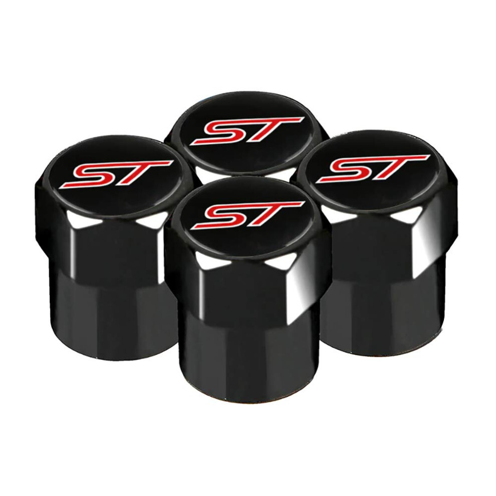 Wheel Valve Dust Caps. Fiesta Focus Mondeo Fusion Kuga Ecosport Puma Galaxy Black 5005794083142