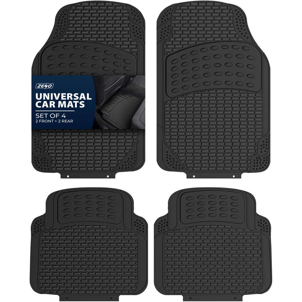 Zeno Universal Rubber Car Mats 4 Piece (Front + Rear) | Non-Slip Car Floor Mat | Heavy Duty Car Floor Mat For Cars Suv Truck And Vans | Water Proof & 5001641080975