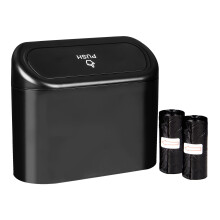 Viridis Packaging Car Bin - Black Mini Trash Can With 2x Rolls of