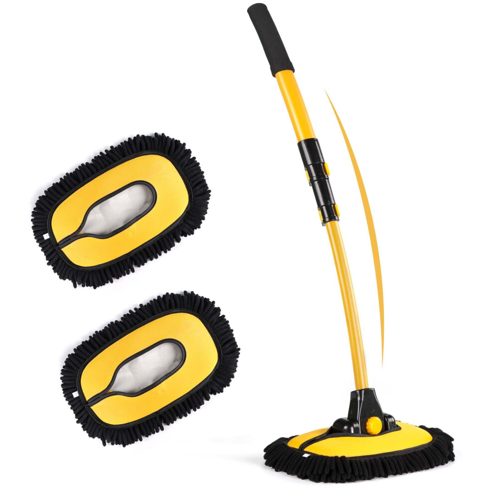 Innhom 15 Curve Car Wash Brush,Telescopic Car Cleaning Brush, Microfibre Mop, Upgraded Aluminum Alloy Car Wash Brush Long Handle For Cars Rv Suv Tru 51540968