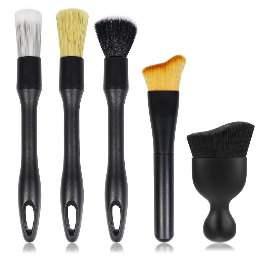 Quelcc 5Pcs Car Detailing Brushes Soft Car Dust Removal Brush Quickly Remove Dust Prevent Scratches For Seats, Airconditioning Vents 5051226519154