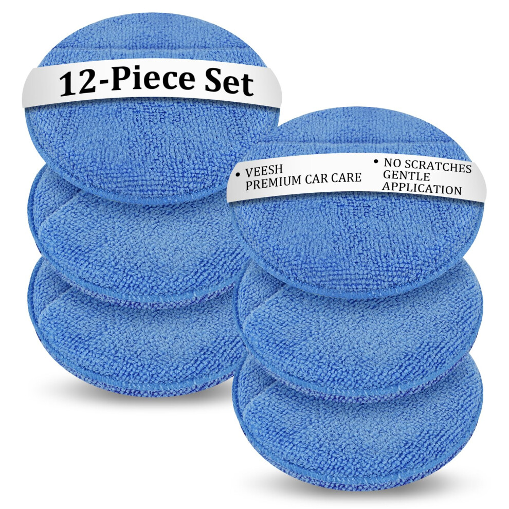 Vsshe 12 Pcs Car Polishing Pads, Microfiber Car Detailing Pads, Reusable Wax Applicator Pad, Cars Polishing Sponge With Finger Cots 5051226529047
