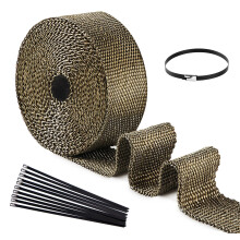 Car Exhaust Wrap Tape, ilauke 5Mx5CM Heat Wrap Exhaust Tape Roll Titanium for Motorcycle Heat Shield Tape Heat Insulation Wrap with 10Pcs Stainless