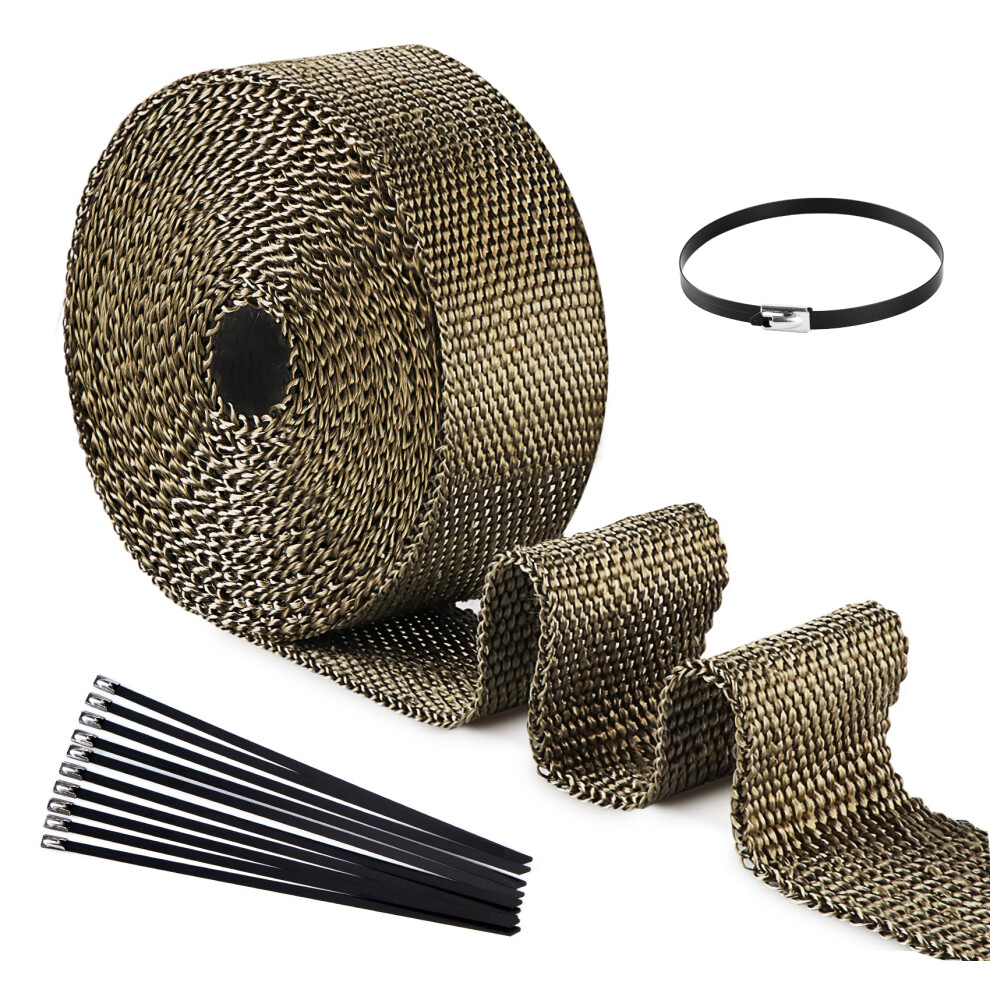 Car Exhaust Wrap Tape Ilauke 5Mx5cm Heat Wrap Exhaust Tape Roll Titanium Fo 3790621236793