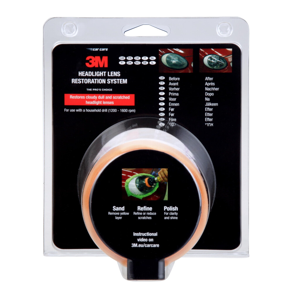 3M 39073 Headlight Lens Restoration Kit To Restore Dull/Faded/Discoloured Headlights For Car, 1 Pack, Smoke 5009432325342