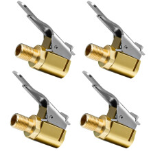 URAQT Car Valve Lever Plug Air Chuck, 4Pcs Brass Tyre Valve Air Pump Clip, Car Pump Accessories Thread Nozzle Adapter, Tire Air Chucks Open End Infla
