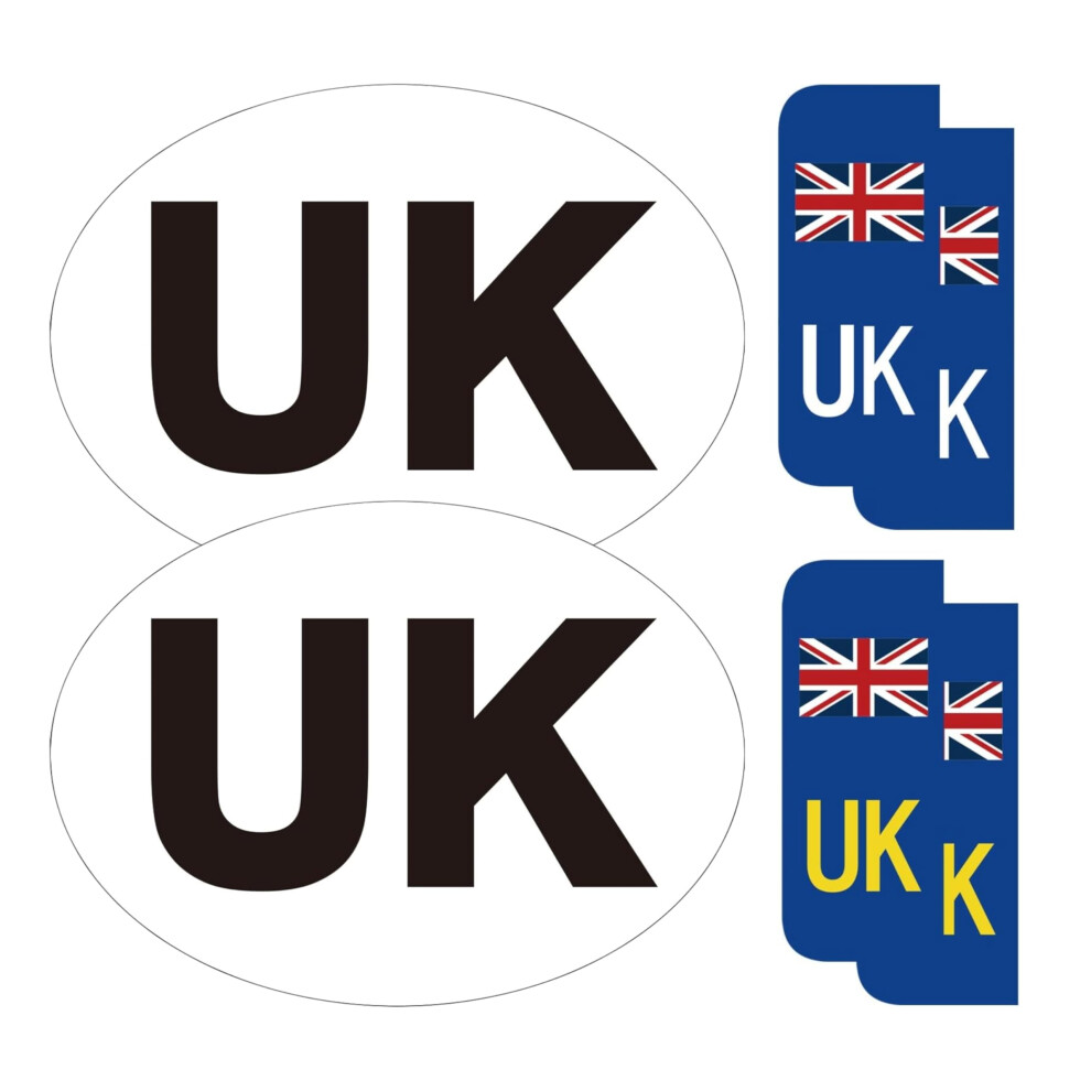 Tek Automotive Uk Car Stickers For Europe Â 6 Piece Set Incl. 2 Uk Oval & 4 Number Plate Stickers For Driving Abroad 5051226432576