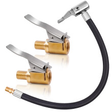 BUNTOR 3PCS Tyre Inflator Adaptor Set, 2PCS 8mm Brass Tyre Valve Air Pump Clip and 1PCS 30cm Tyres Pump Hose, Tire Inflation Hose Adapter, Car Pumps