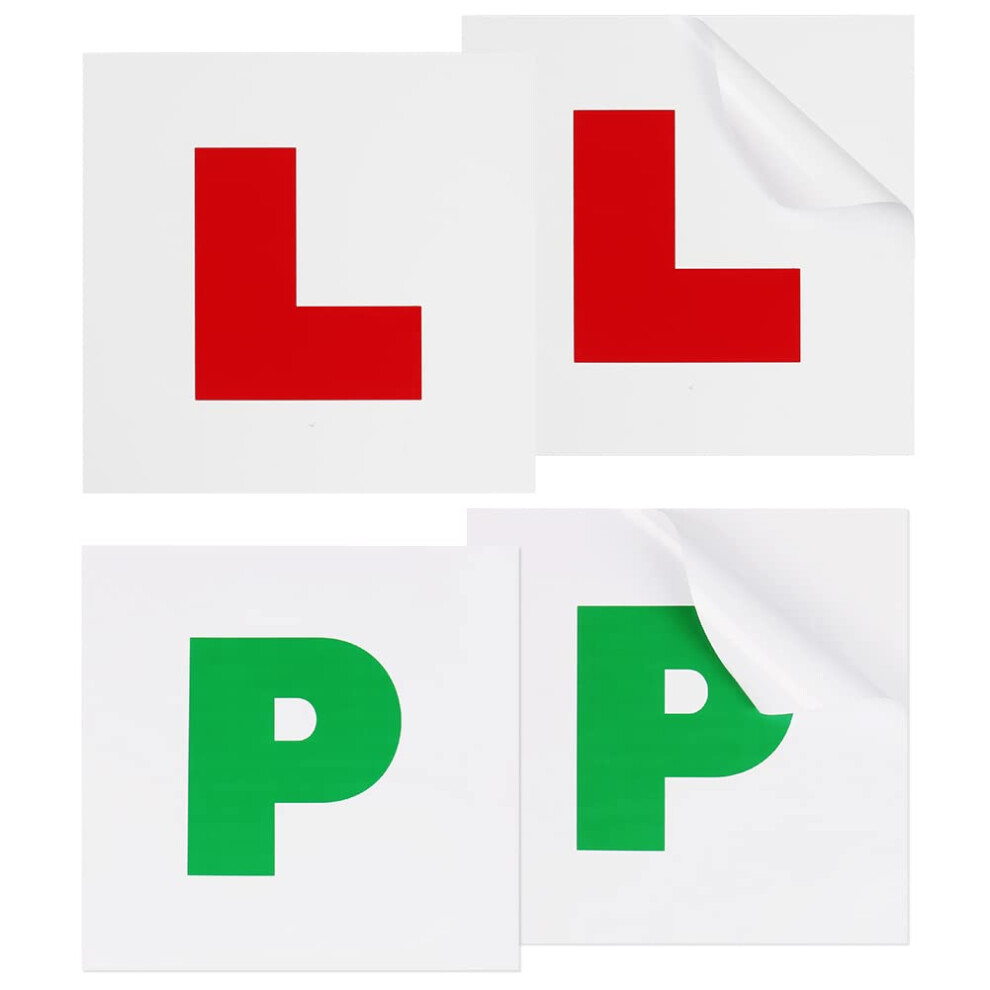 Onarway Learner Plate, Self Adhesive L Plate And P Plate 4 Pack For Driver Learner, No Fading No Blow Off Easy To Move Without Scratching Red/Green 6959686971118