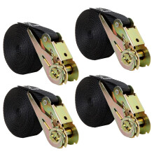 YAYODS 4PCS Black Ratchet Straps, Heavy Duty Ratchet Tie Down Straps with 800kg Break Strength, 2.5cm x 6m Ratchet Straps for Motorcycle, Trucks, Tra