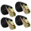 YAYODS Ratchet Tie Down Straps, Black, 4PCS, 2.5cm x 6m 1
