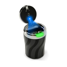 Chingde Car Ashtray, Portable Ashtray with Lid Smell Proof, Automatic LED Light, Flame Retardant, High Temperature Resistant, Sealed, Detachable, Lar