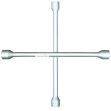 Sakura 4-Way Wheel Nut Cross Brace Wrench for Cars WB4W - Common Hexagonal Lug Socket Sizes 17-19-21-22mm, Silver